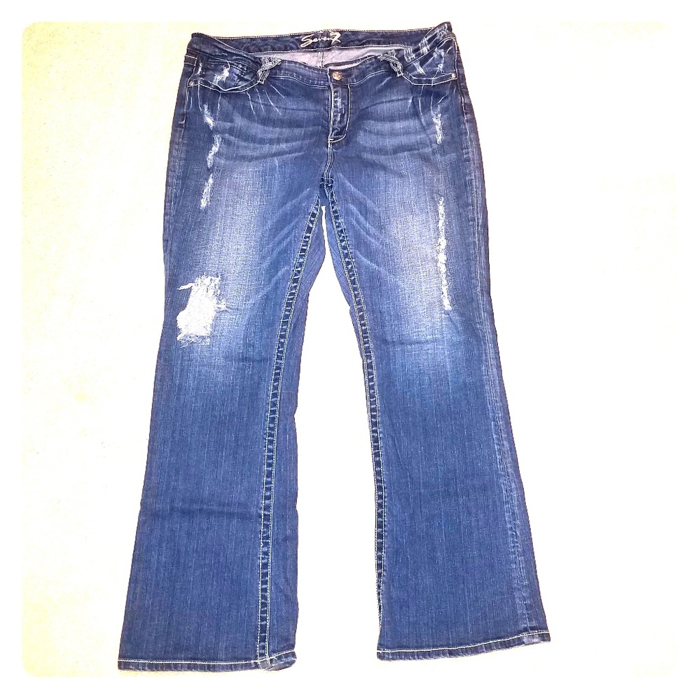 Seven7 Plus Size Bootcut Distressed Jeans